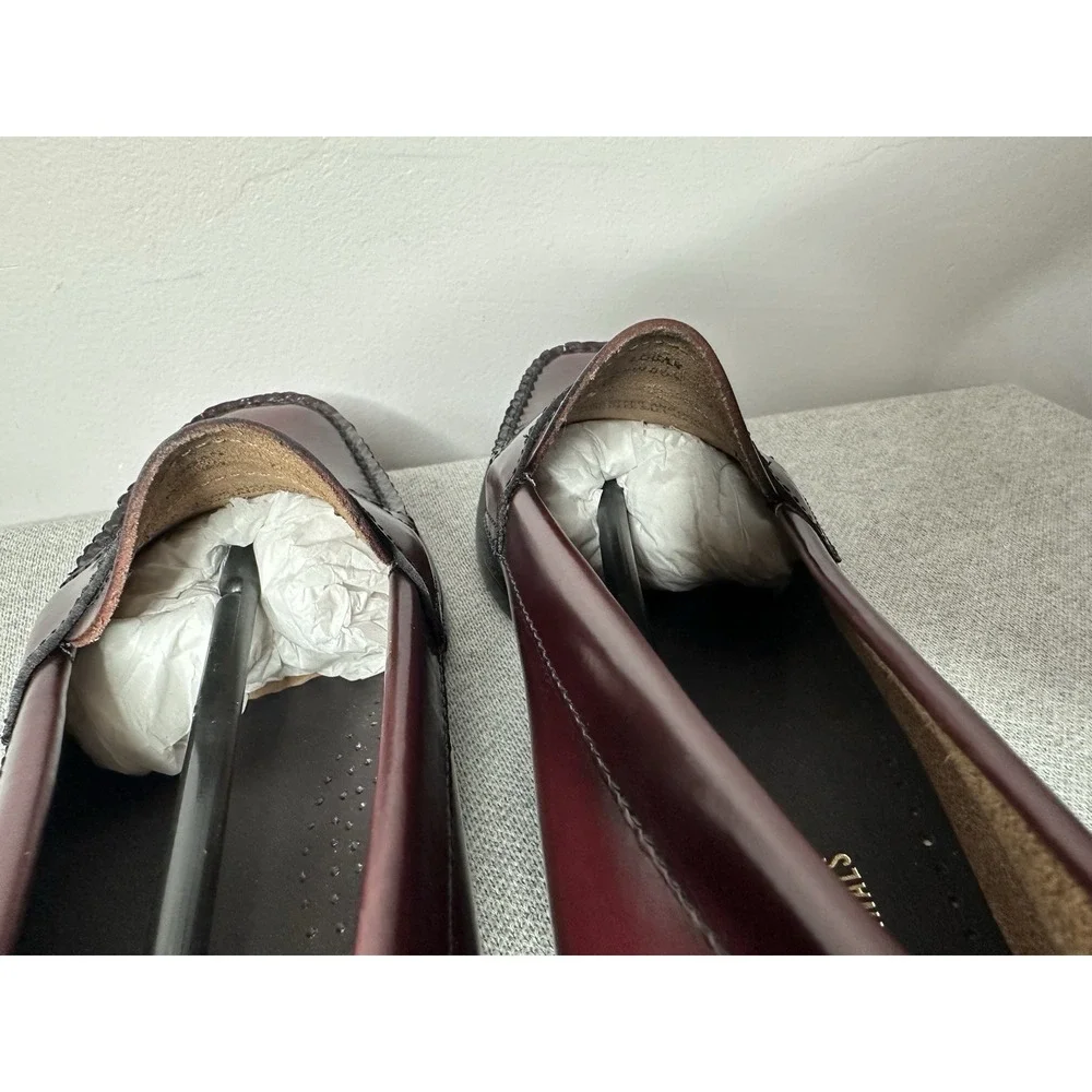 New G.H. Bass Logan Weejuns Loafers Men 7.5 D Leather Slip On Cherry Red Shoes